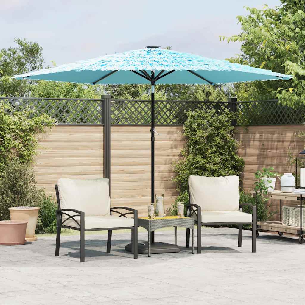vidaXL Parasol ogrodowy na stalowym słupku, niebieski, 288x288x225 cm