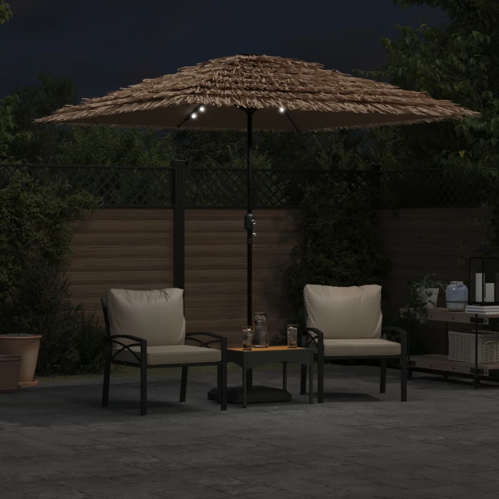 vidaXL Parasol ogrodowy z LED, stalowy słupek, brązowy, 248x248x248 cm