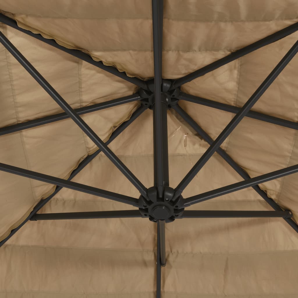 vidaXL Parasol ogrodowy z LED, stalowy słupek, brązowy, 268x268x226 cm