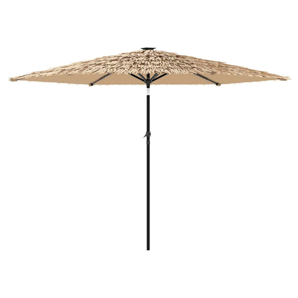 vidaXL Parasol ogrodowy z LED, stalowy słupek, brązowy, 288x288x225 cm