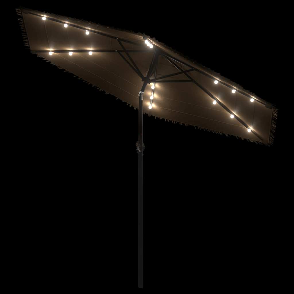 vidaXL Parasol ogrodowy z LED, stalowy słupek, brązowy, 288x288x225 cm