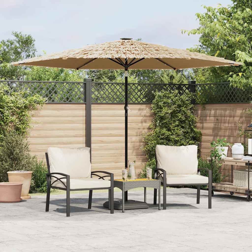 vidaXL Parasol ogrodowy z LED, stalowy słupek, brązowy, 288x288x225 cm