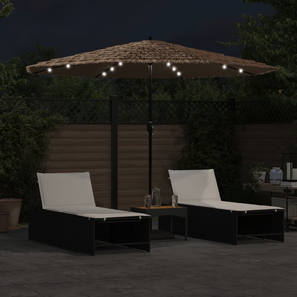 vidaXL Parasol ogrodowy z LED, stalowy słupek, brązowy, 324x324x247 cm