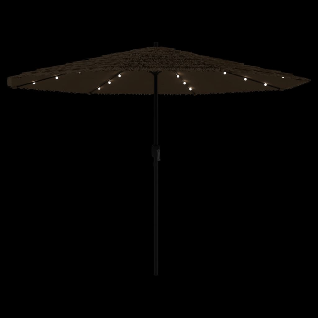 vidaXL Parasol ogrodowy z LED, stalowy słupek, brązowy, 324x324x247 cm