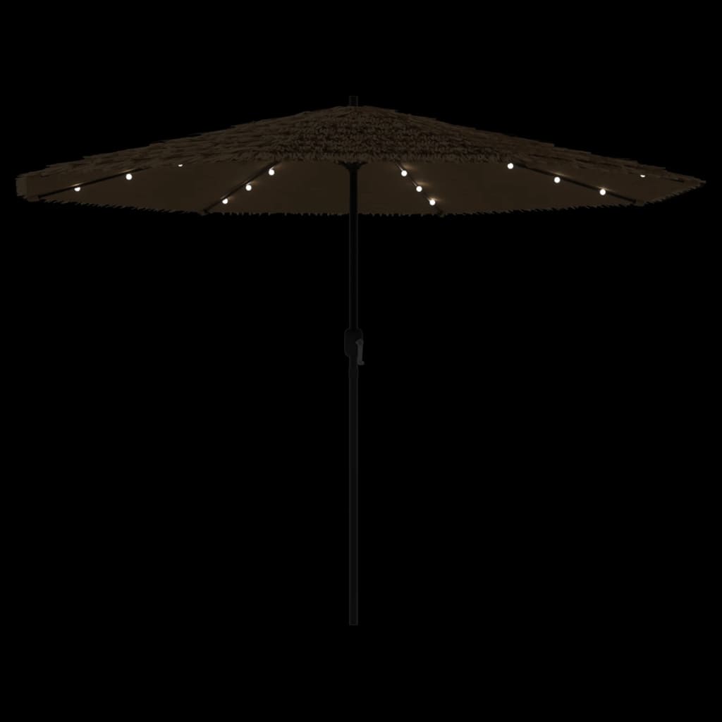 vidaXL Parasol ogrodowy z LED, stalowy słupek, brązowy, 388x388x248 cm