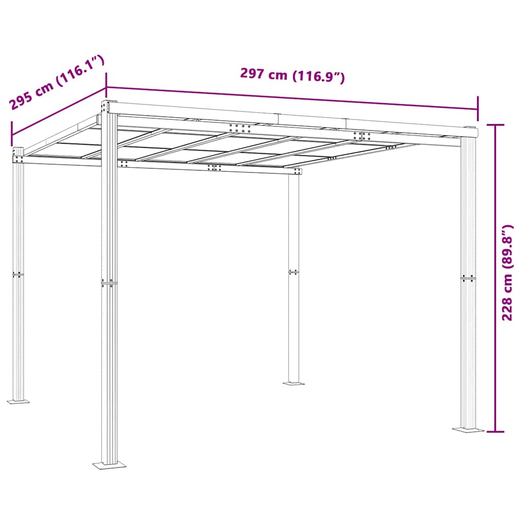 vidaXL Altana ogrodowa antracytowa 3x3 m aluminiowa