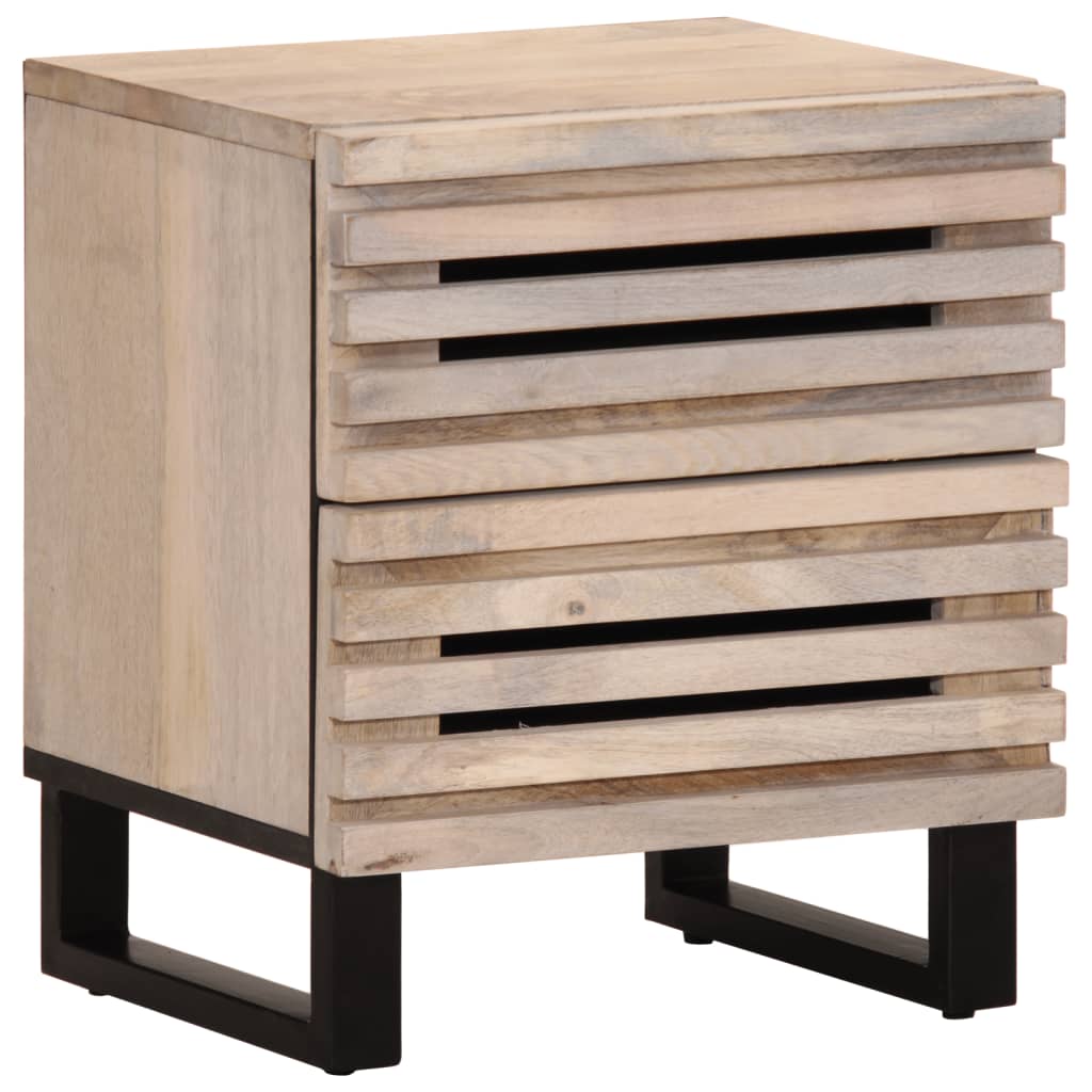vidaXL Szafka nocna, 40x34x46 cm, bielone drewno mango