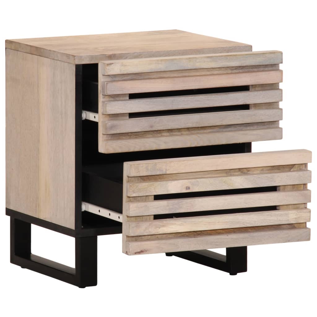 vidaXL Szafka nocna, 40x34x46 cm, bielone drewno mango