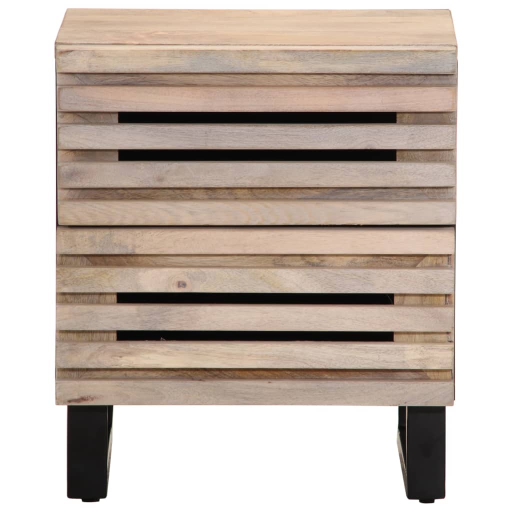 vidaXL Szafka nocna, 40x34x46 cm, bielone drewno mango