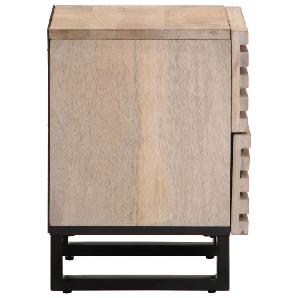 vidaXL Szafka nocna, 40x34x46 cm, bielone drewno mango