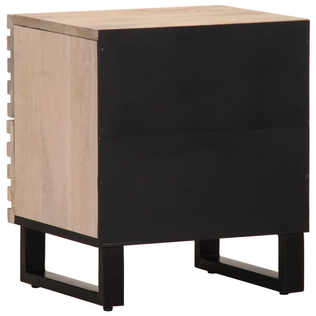vidaXL Szafka nocna, 40x34x46 cm, bielone drewno mango