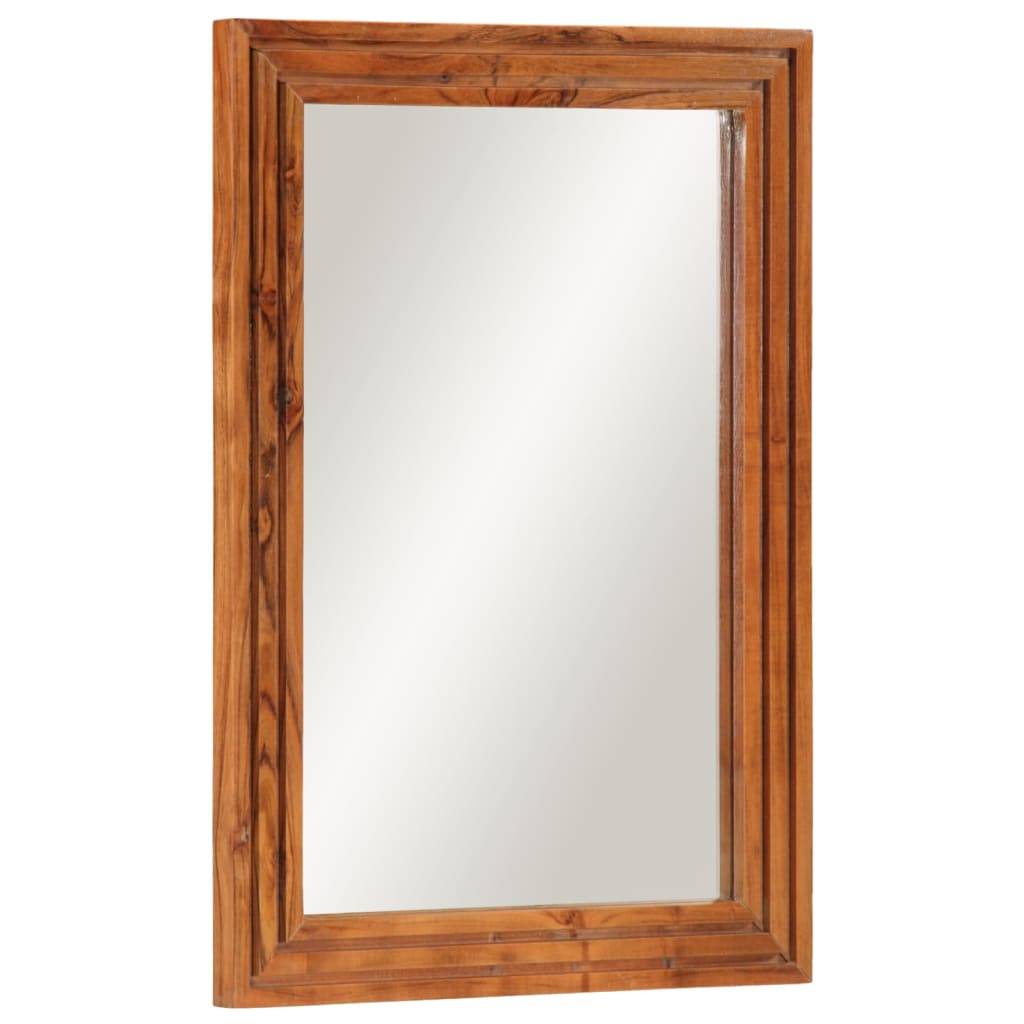 vidaXL Lustro łazienkowe, 50x70 cm, lite drewno akacjowe i szkło
