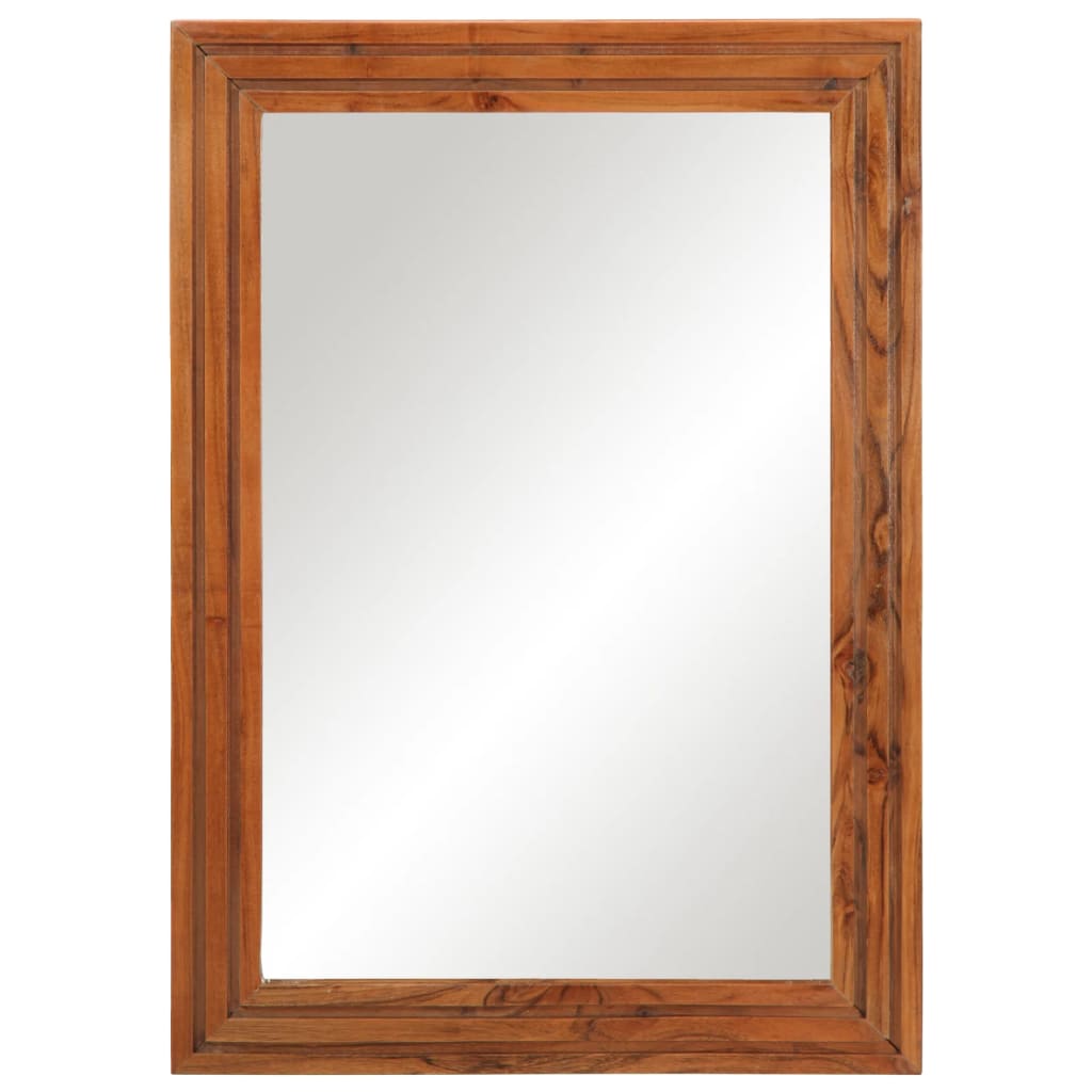 vidaXL Lustro łazienkowe, 50x70 cm, lite drewno akacjowe i szkło