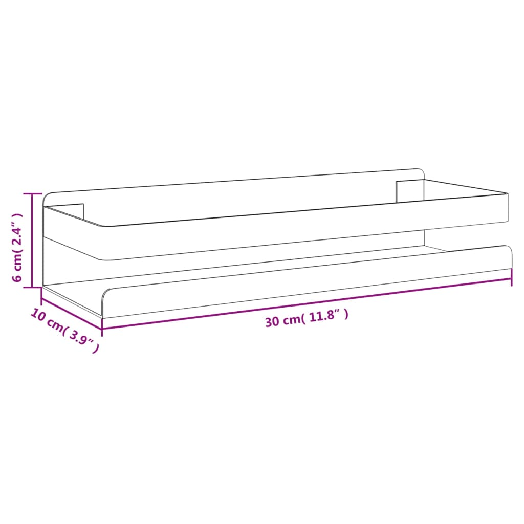 vidaXL Półka prysznicowa, czarny mat, 30x10x6 cm, stal nierdzewna 304