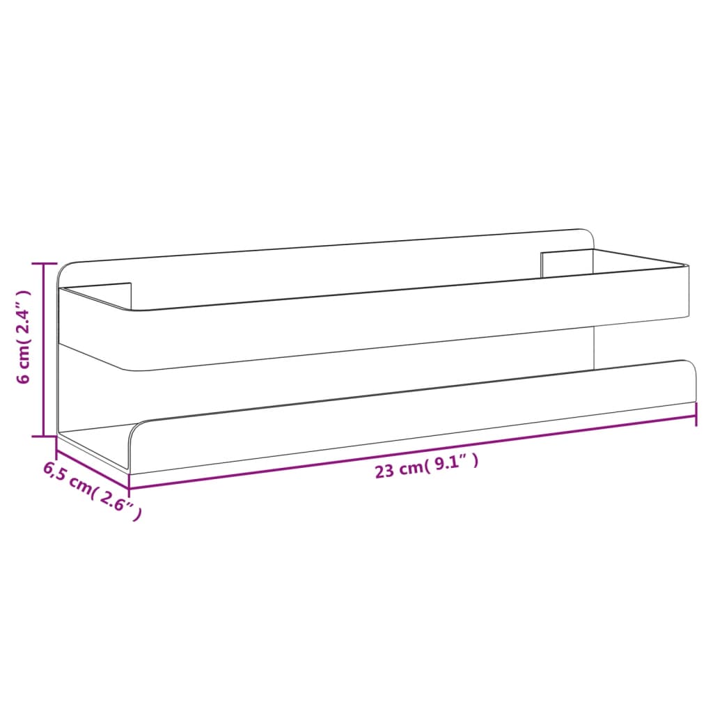 vidaXL Półka prysznicowa, czarny mat, 23x6,5x6 cm, stal nierdzewna 304