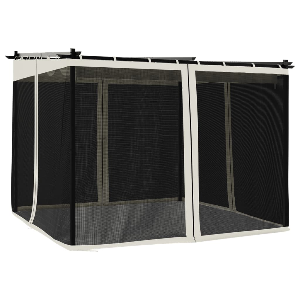 vidaXL Altanka ze ścianami z siatki, kremowa, 3x3 m, stal