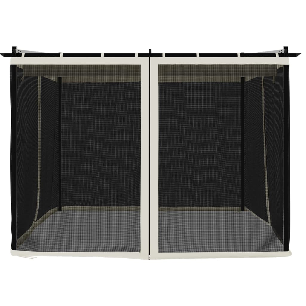 vidaXL Altanka ze ścianami z siatki, kremowa, 3x3 m, stal