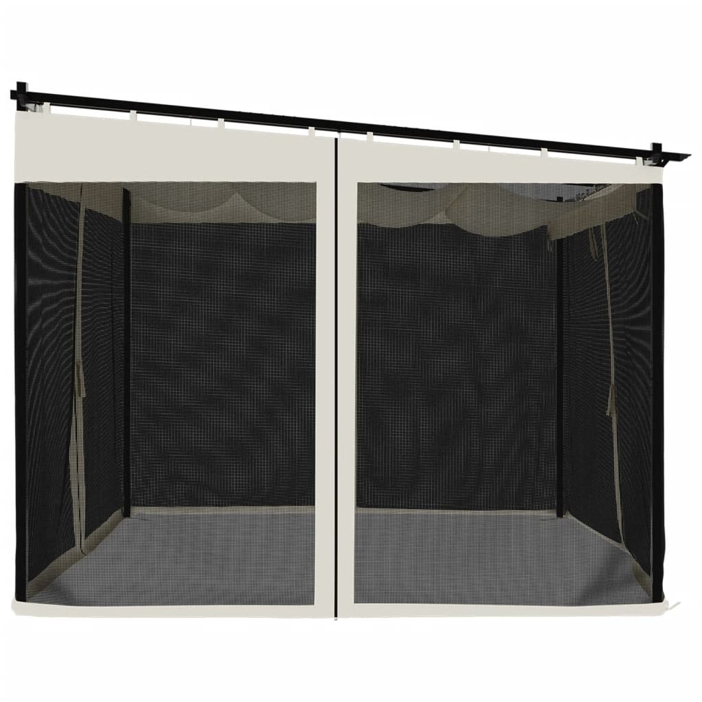 vidaXL Altanka ze ścianami z siatki, kremowa, 3x3 m, stal
