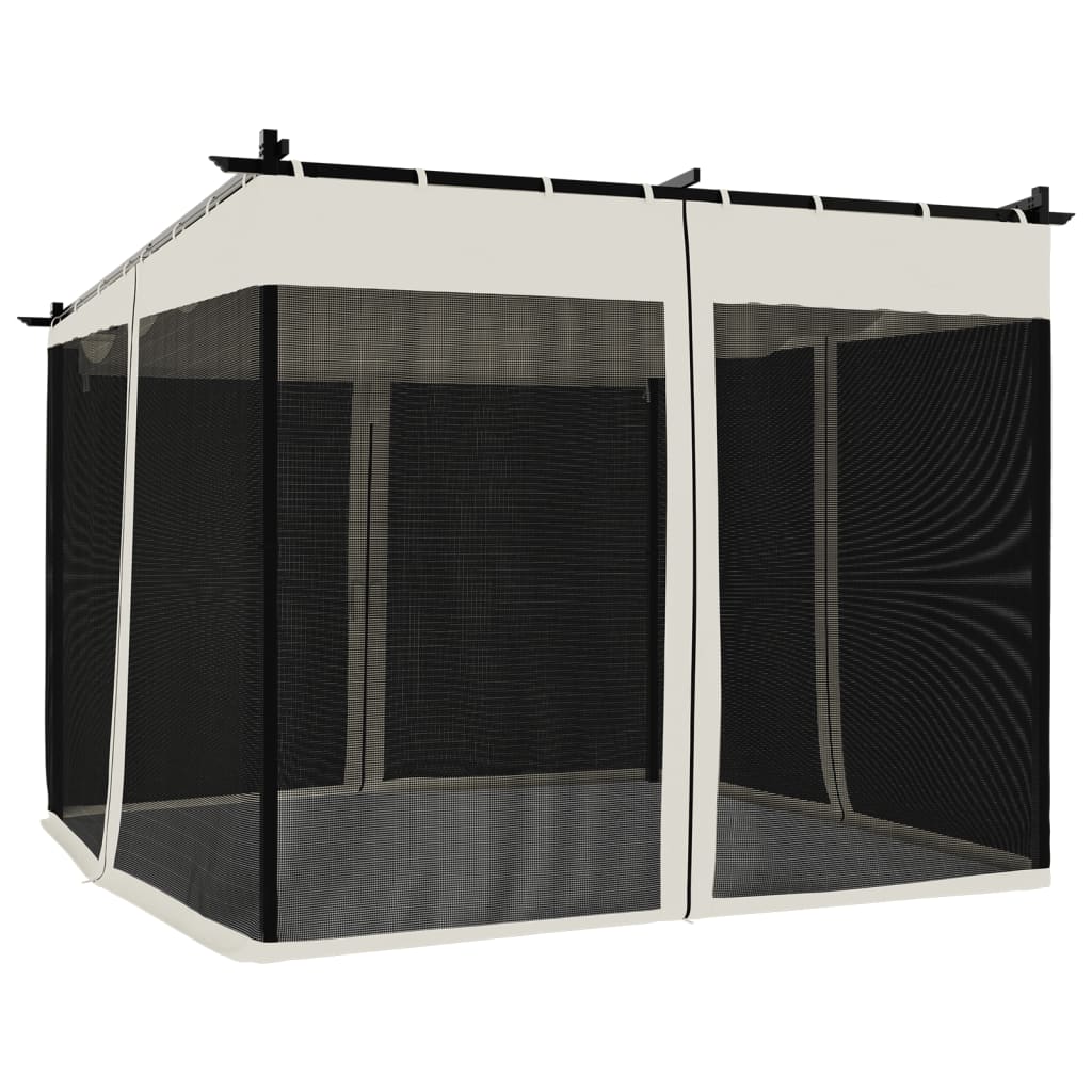 vidaXL Altanka ze ścianami z siatki, kremowa, 3x3 m, stal