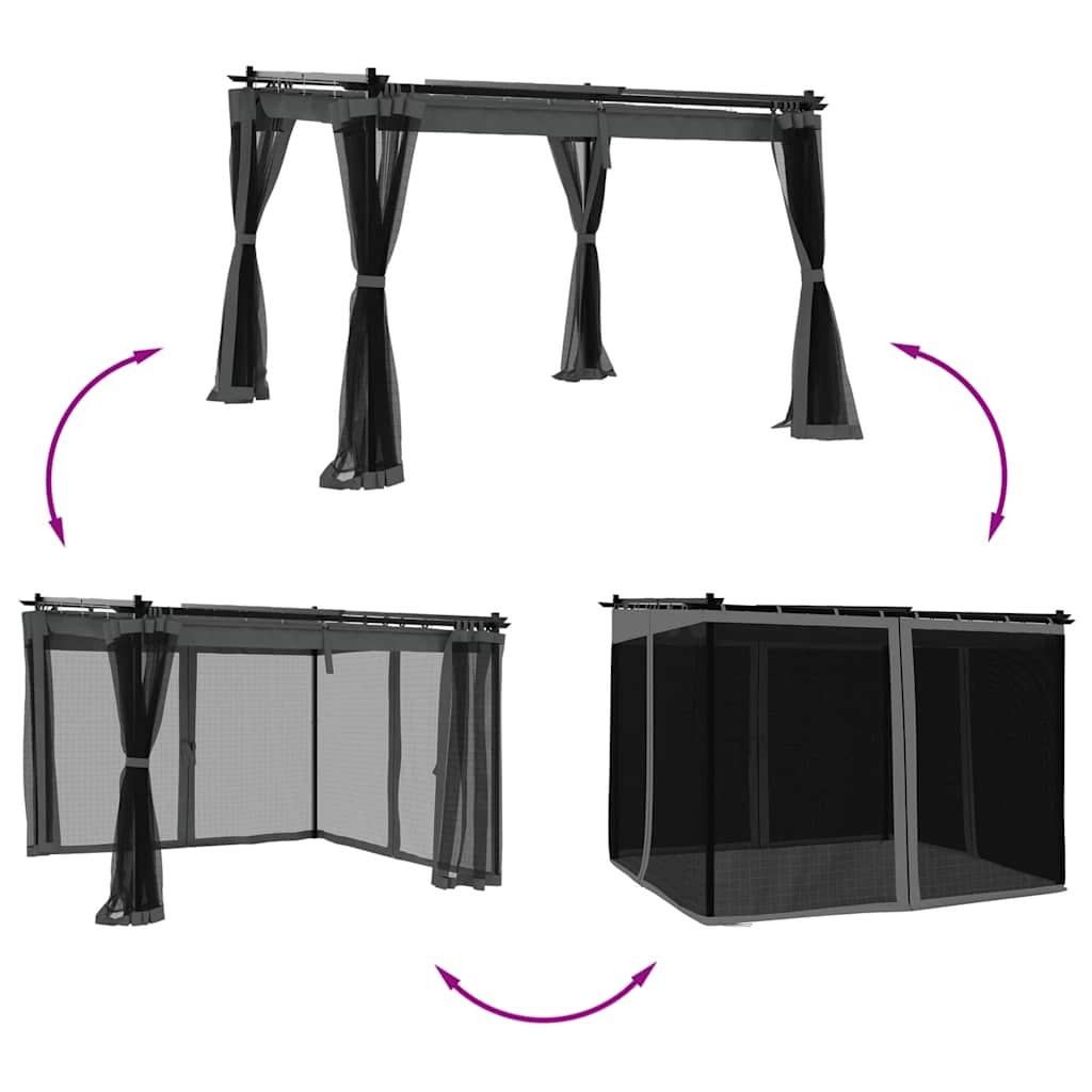 vidaXL Altanka ze ścianami z siatki, antracytowa, 3x3 m, stal