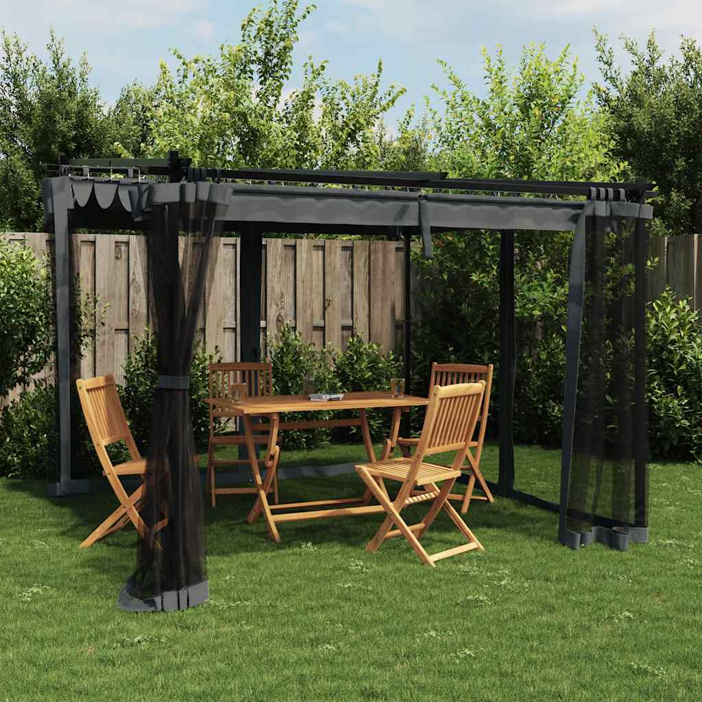 vidaXL Altanka ze ścianami z siatki, antracytowa, 3x3 m, stal