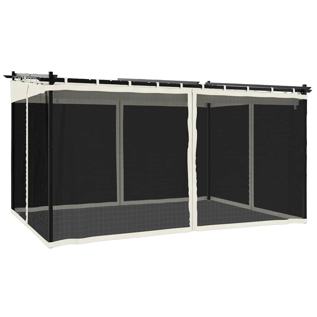 vidaXL Altanka ze ścianami z siatki, kremowa, 4x3 m, stal