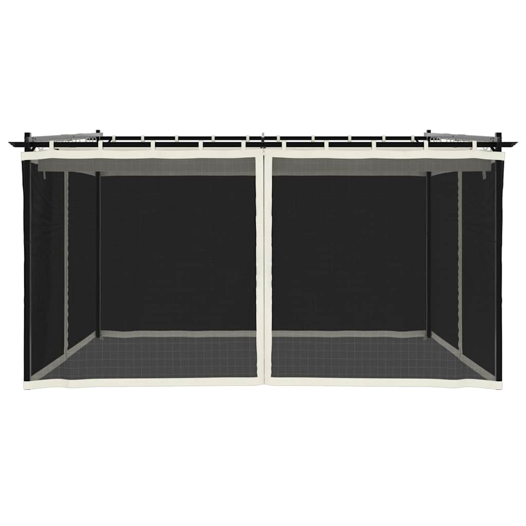 vidaXL Altanka ze ścianami z siatki, kremowa, 4x3 m, stal