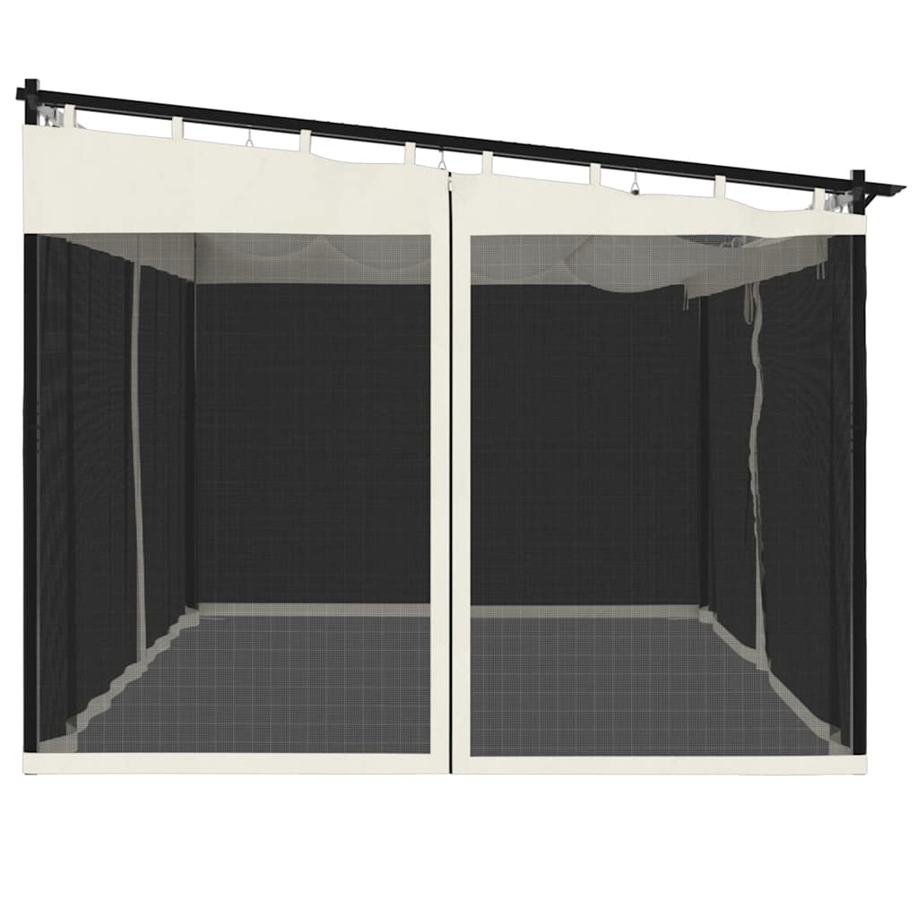 vidaXL Altanka ze ścianami z siatki, kremowa, 4x3 m, stal