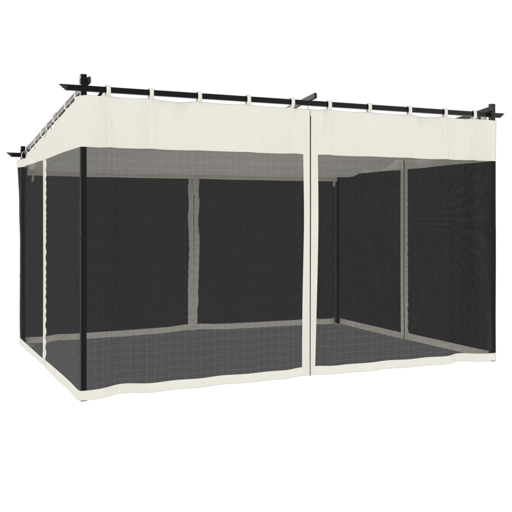 vidaXL Altanka ze ścianami z siatki, kremowa, 4x3 m, stal