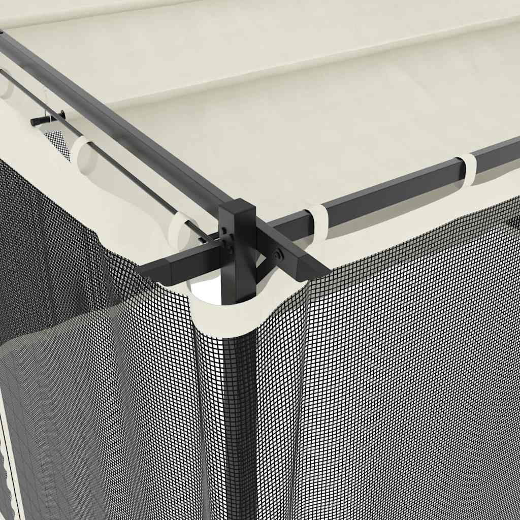 vidaXL Altanka ze ścianami z siatki, kremowa, 4x3 m, stal