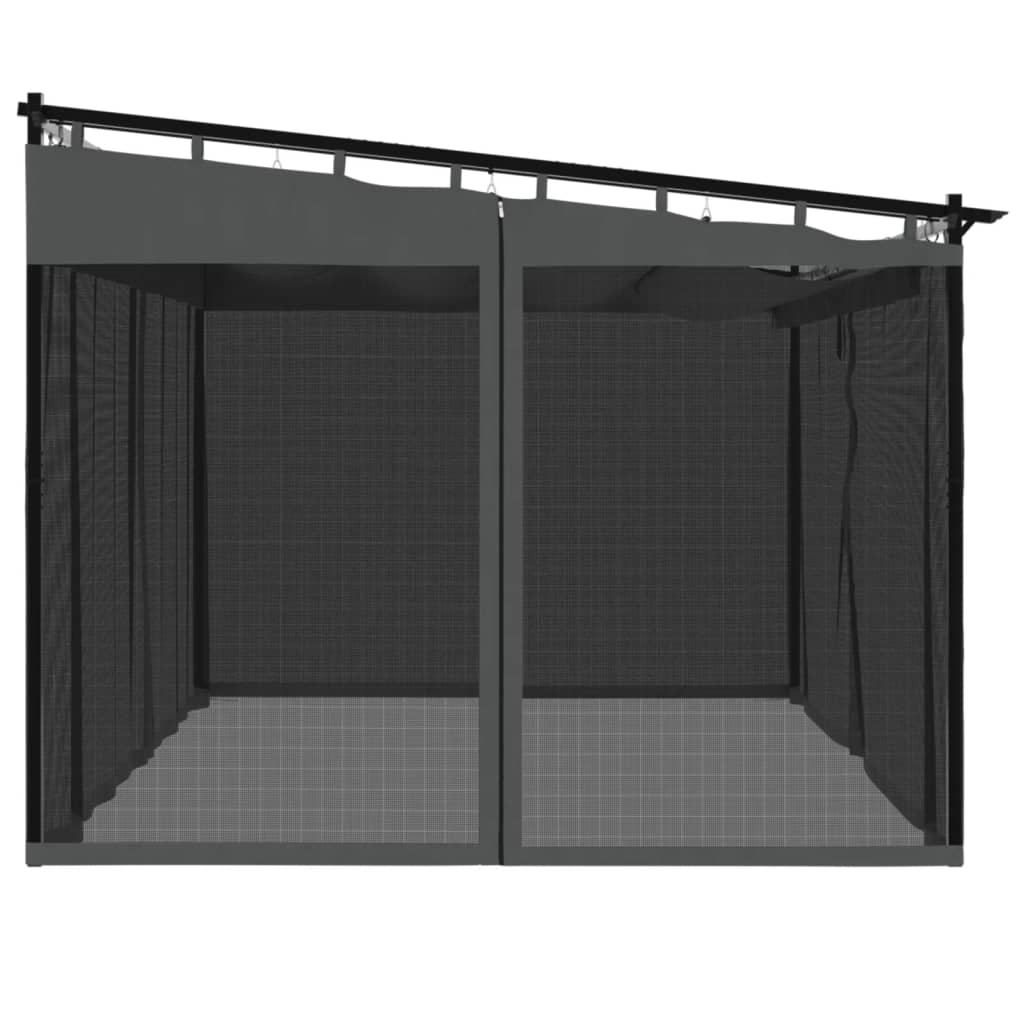 vidaXL Altanka ze ścianami z siatki, antracytowa, 4x3 m, stal