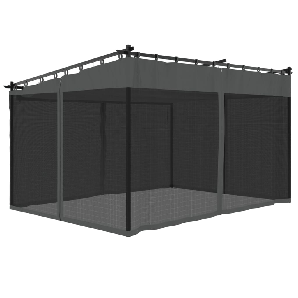 vidaXL Altanka ze ścianami z siatki, antracytowa, 4x3 m, stal