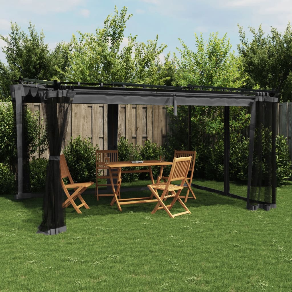 vidaXL Altanka ze ścianami z siatki, antracytowa, 4x3 m, stal