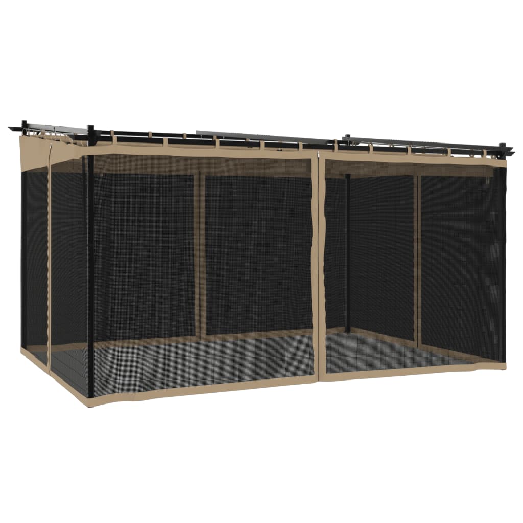 vidaXL Altanka ze ścianami z siatki, kolor taupe, 4x3 m, stal
