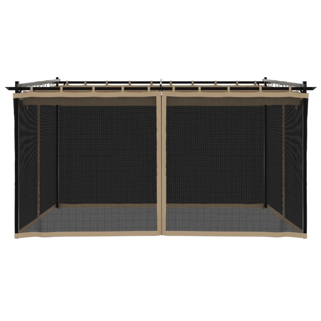 vidaXL Altanka ze ścianami z siatki, kolor taupe, 4x3 m, stal