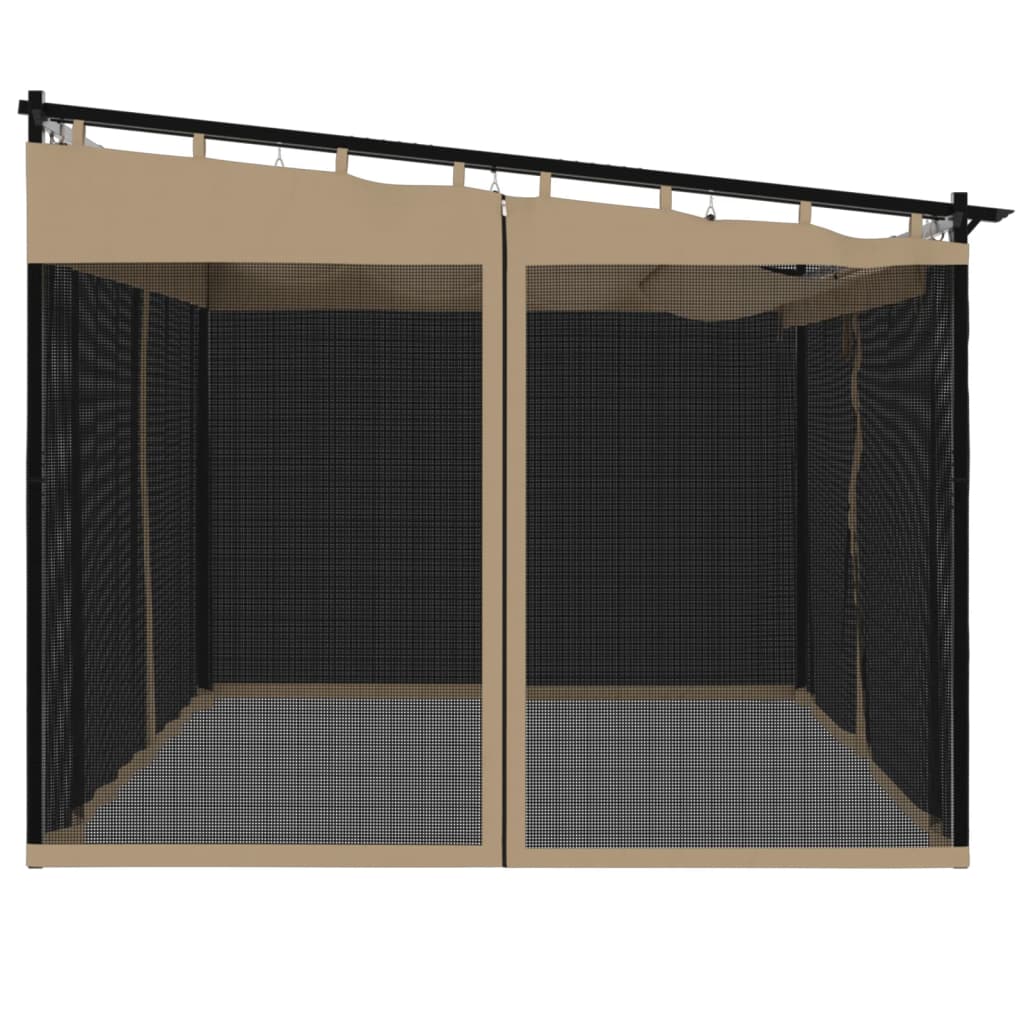vidaXL Altanka ze ścianami z siatki, kolor taupe, 4x3 m, stal