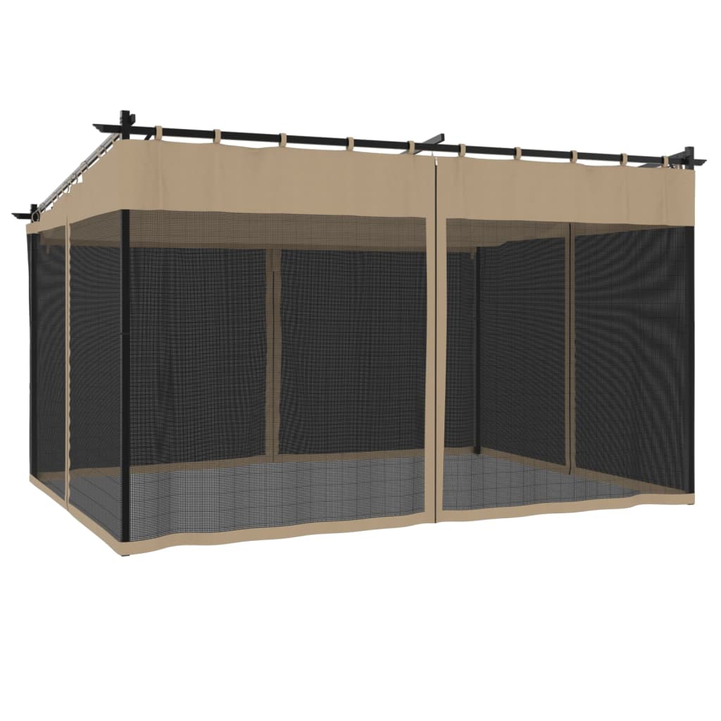 vidaXL Altanka ze ścianami z siatki, kolor taupe, 4x3 m, stal
