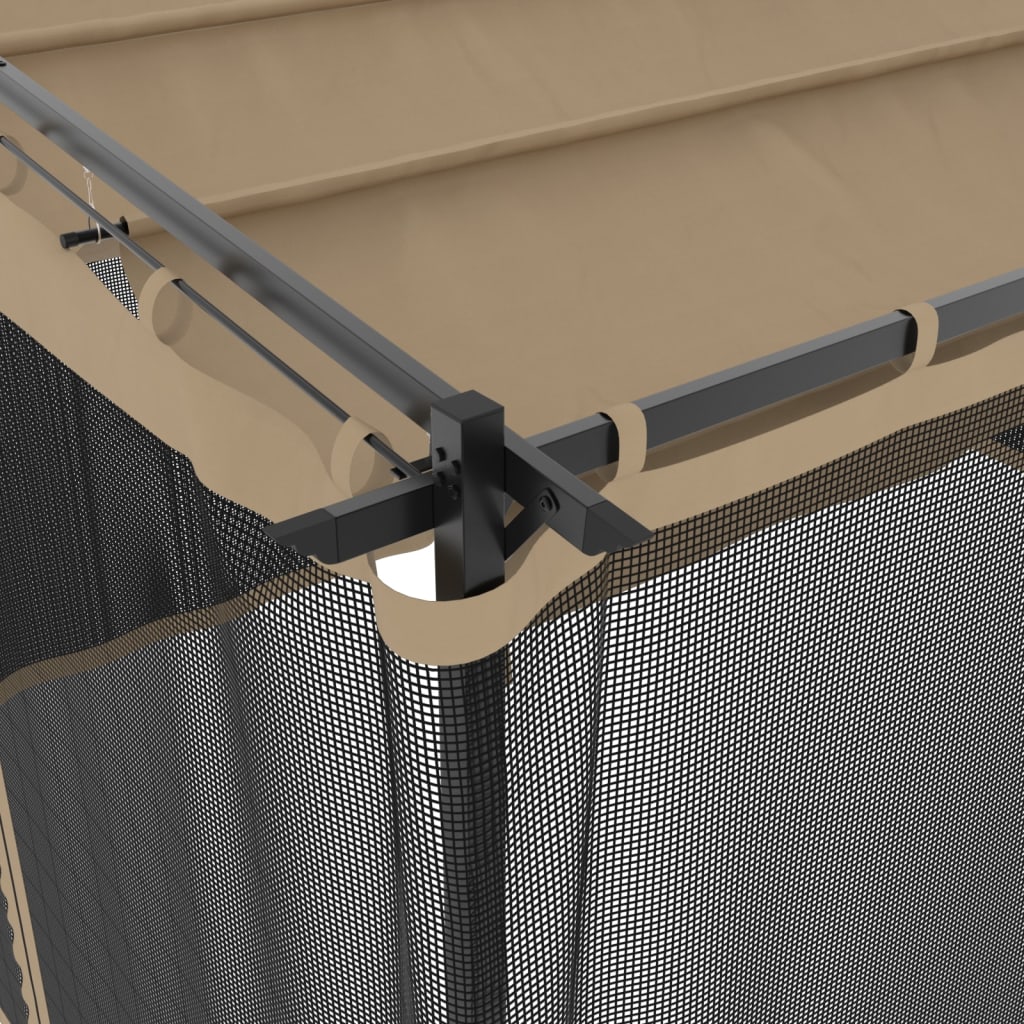 vidaXL Altanka ze ścianami z siatki, kolor taupe, 4x3 m, stal