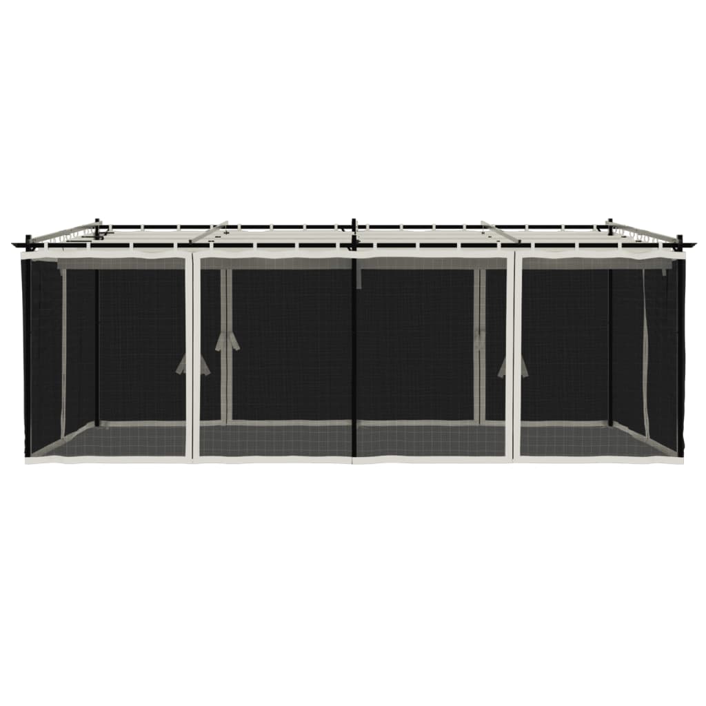 vidaXL Altanka ze ścianami z siatki, kremowa, 6x3 m, stal