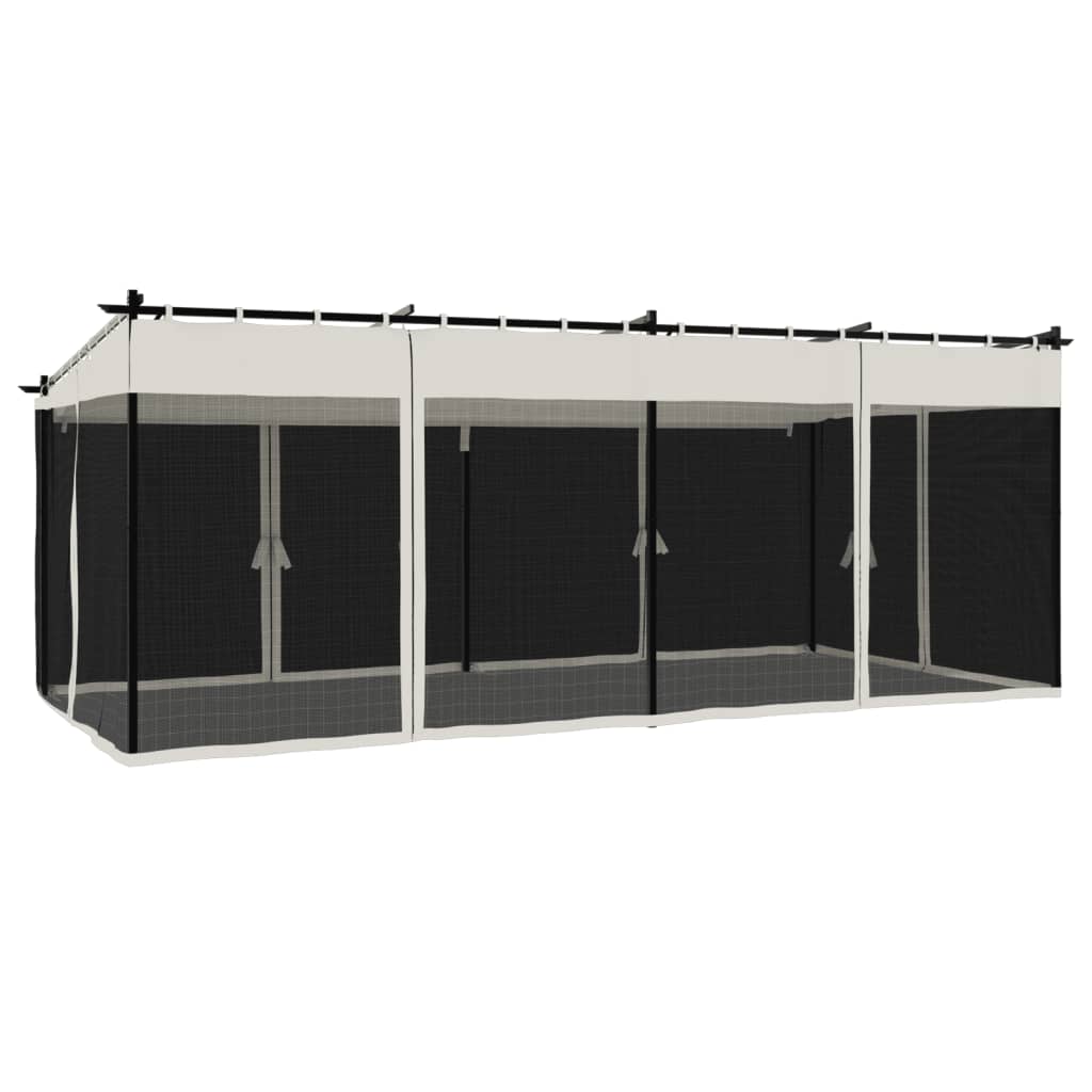 vidaXL Altanka ze ścianami z siatki, kremowa, 6x3 m, stal