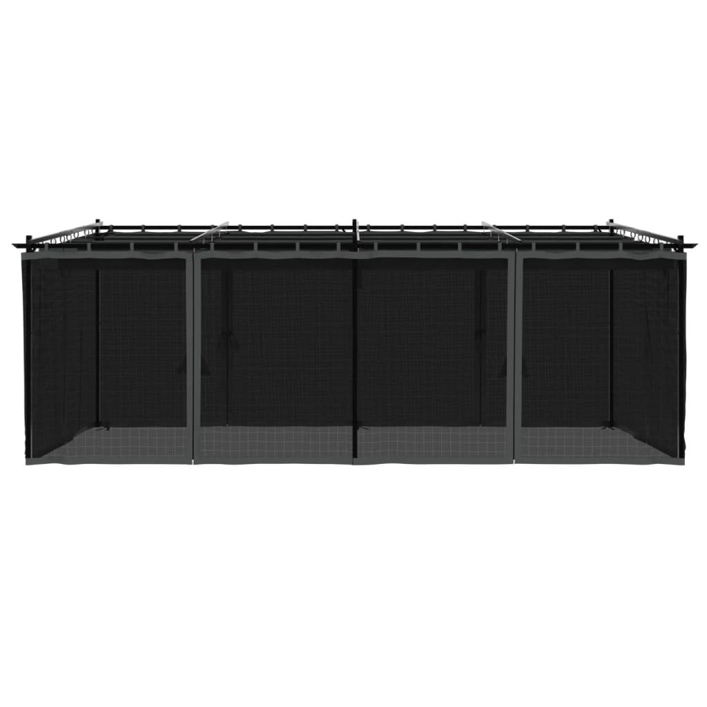 vidaXL Altanka ze ścianami z siatki, antracytowa, 6x3 m, stal