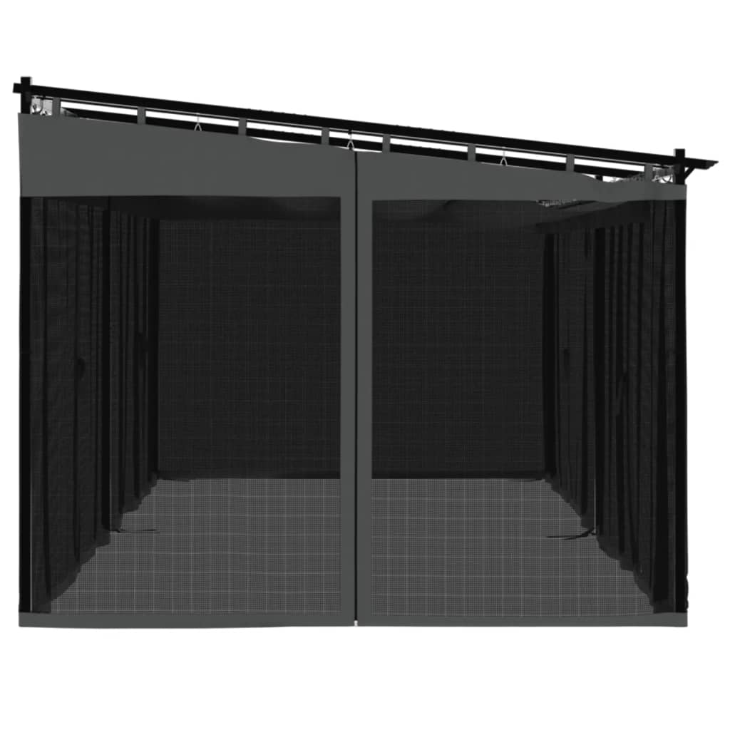 vidaXL Altanka ze ścianami z siatki, antracytowa, 6x3 m, stal