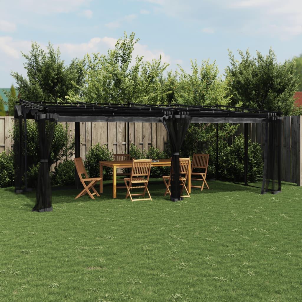 vidaXL Altanka ze ścianami z siatki, antracytowa, 6x3 m, stal