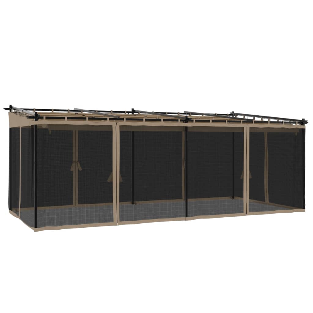 vidaXL Altanka ze ścianami z siatki, kolor taupe, 6x3 m, stal