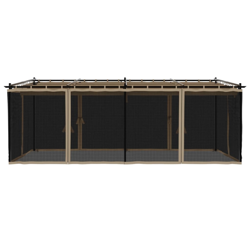 vidaXL Altanka ze ścianami z siatki, kolor taupe, 6x3 m, stal