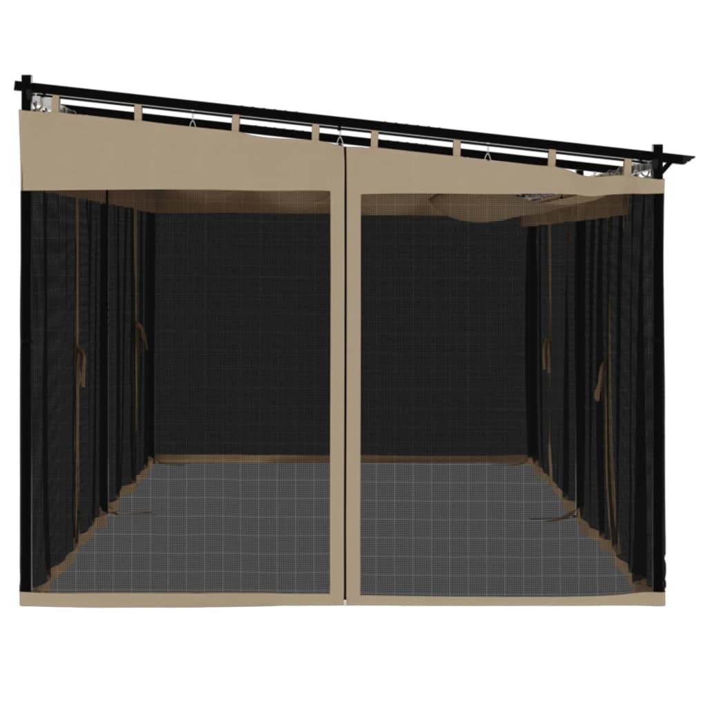 vidaXL Altanka ze ścianami z siatki, kolor taupe, 6x3 m, stal