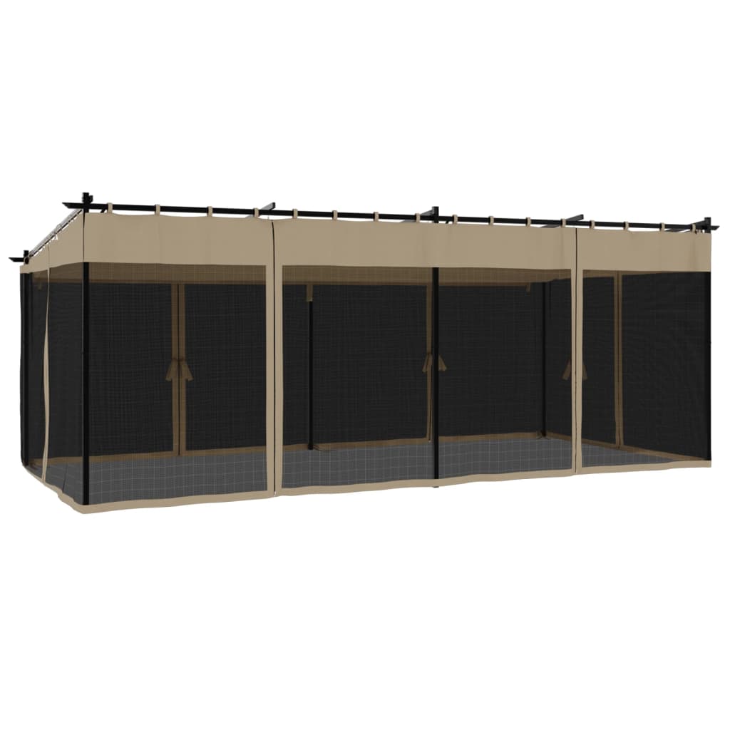 vidaXL Altanka ze ścianami z siatki, kolor taupe, 6x3 m, stal