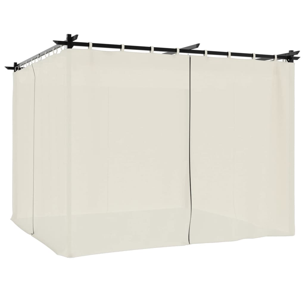vidaXL Altana ogrodowa z zasłonami, kremowa, 3x3 m, stal