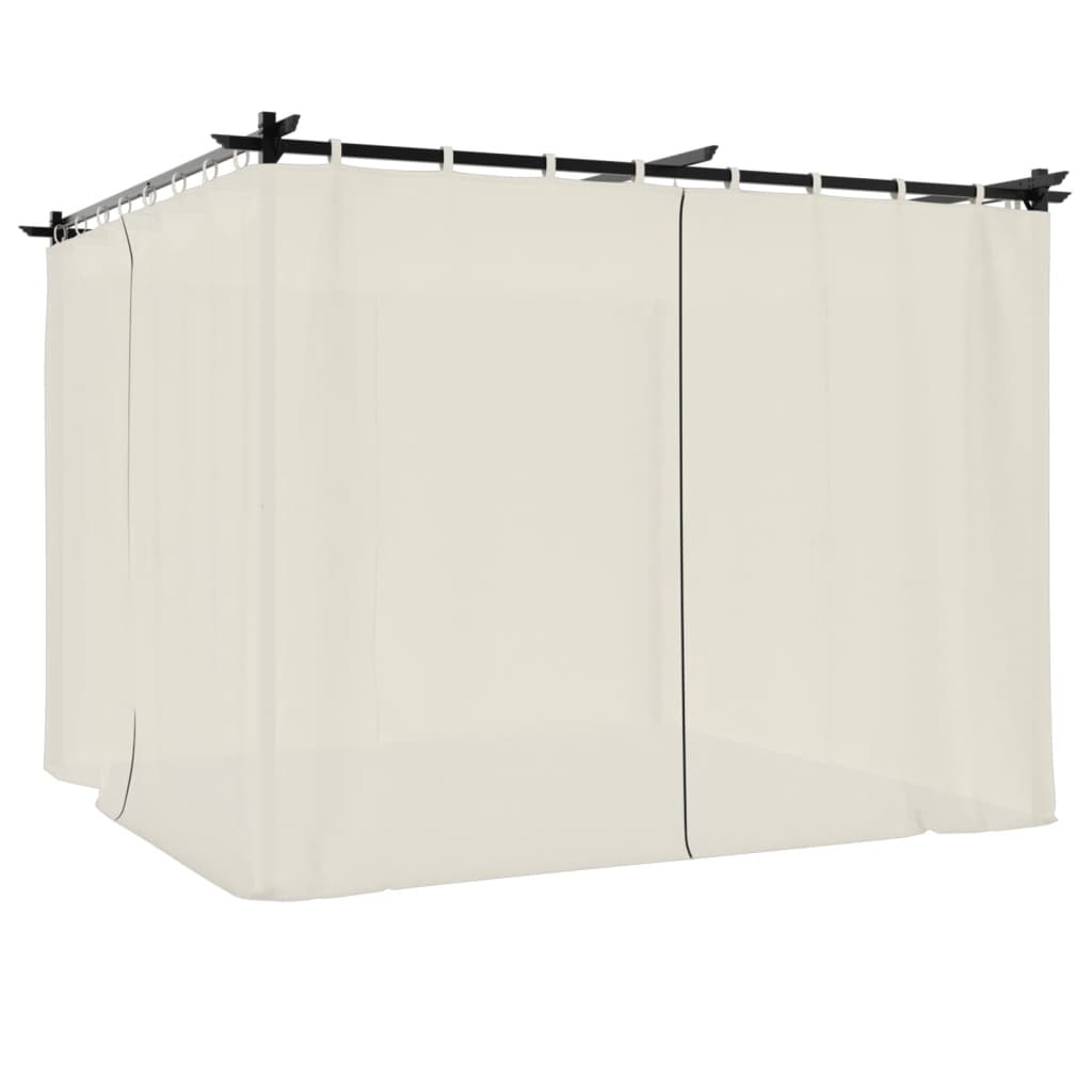 vidaXL Altana ogrodowa z zasłonami, kremowa, 3x3 m, stal