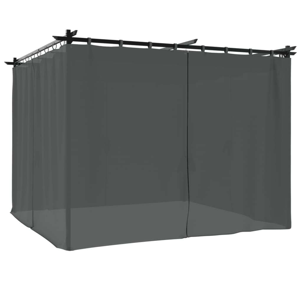 vidaXL Altana ogrodowa z zasłonami, antracytowa, 3x3 m, stal